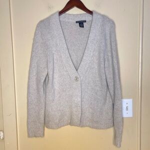 Angora Rabbit Hair And Lambswool Knit Cardigan Sweater